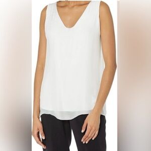 NWT M-Made in Italy women’s Small sleeveless white silk top w/attached camisole